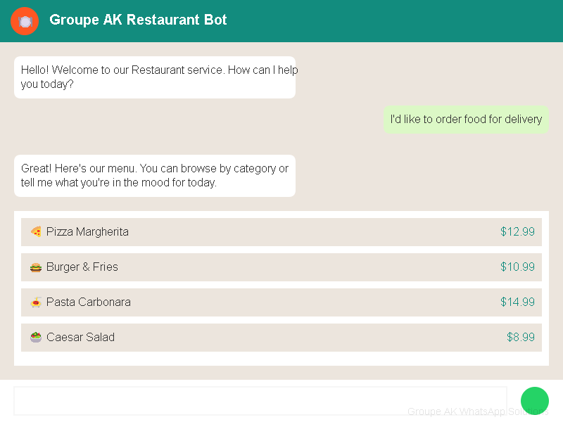 Restaurant Bot Screenshot